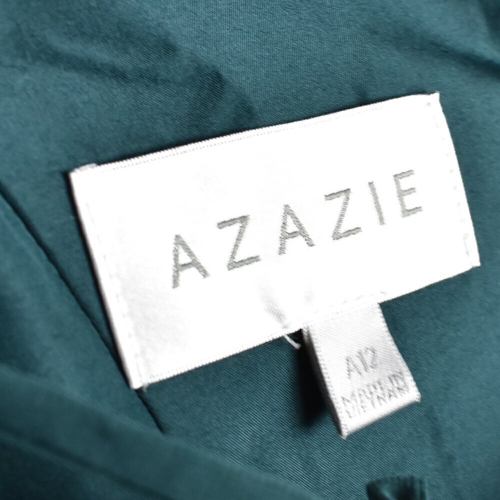 Azazie CLAUDINE Pine A-Line Flutter Sleeve Chiffon Dress NEW - 12 - Picture 10 of 11